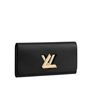 Louis Vuitton Black Wallet with Gold Logo twist